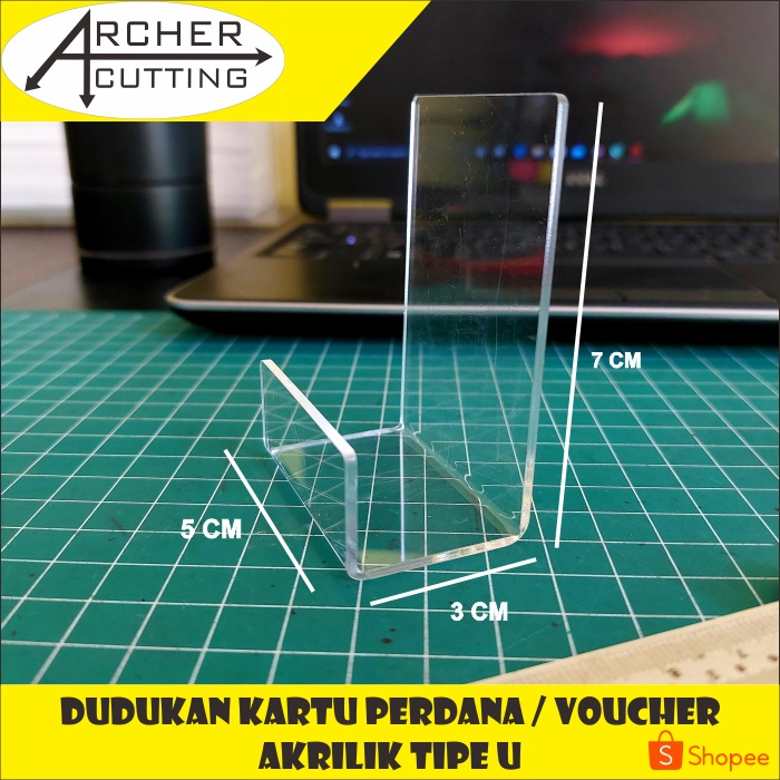 TEMPAT DUDUKAN RAK VOUCHER  KARTU PERDANA TIPE U AKRILIK