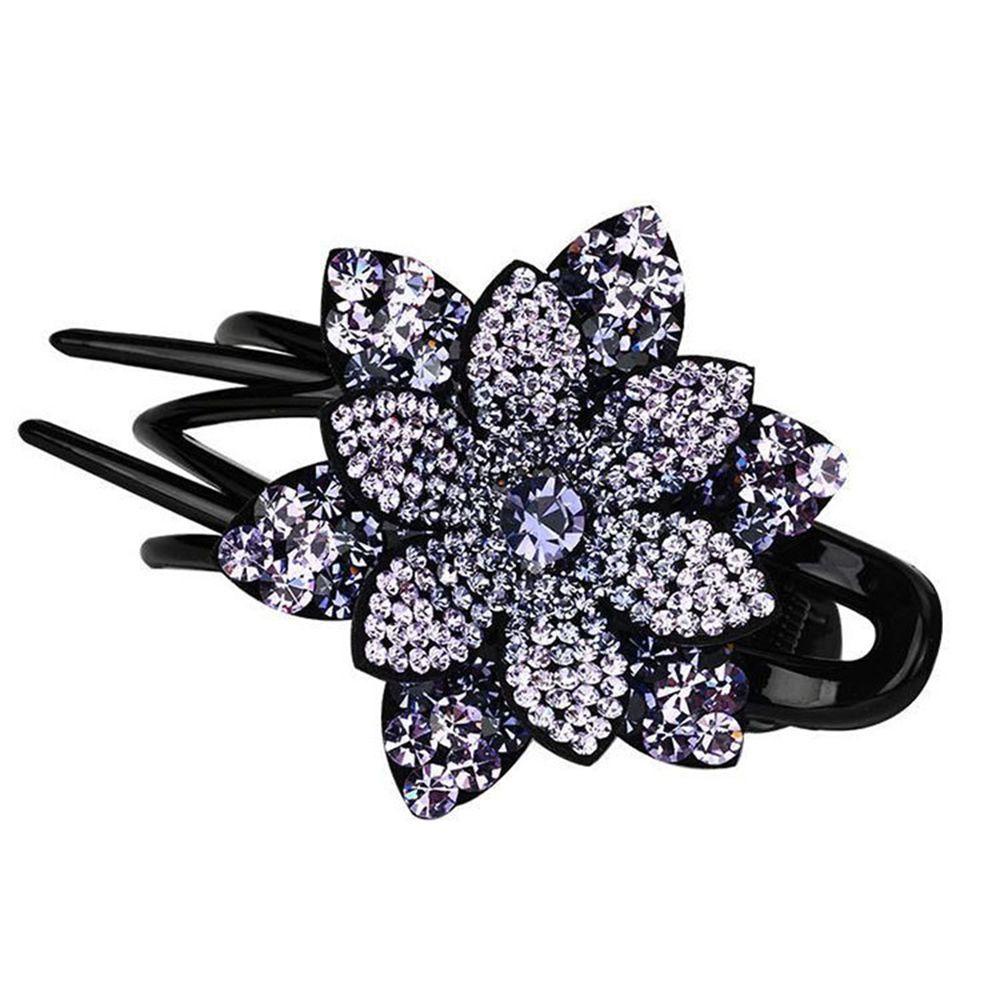 Needway   Diamond Hair Claw Hair Clip Elegan Perempuan Tiga Gigi Penjepit Hiasan Kepala Gadis Ponytail Holder