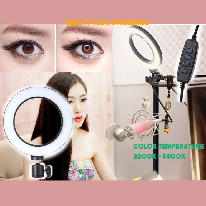 RING LIGHT LED 16cm Lampu MultiColor Make Up Vlog Ringlight