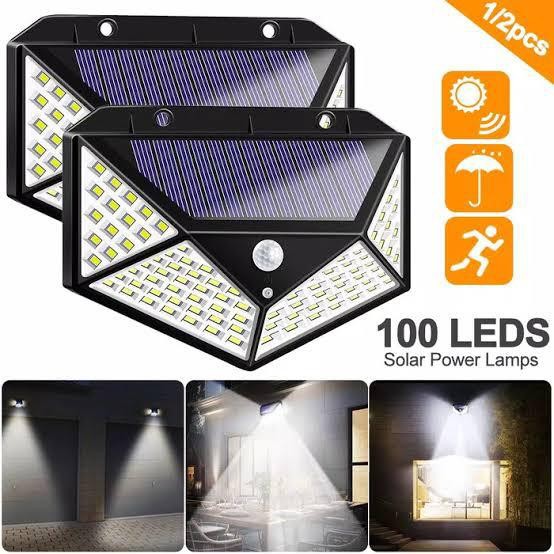 Lampu Dinding Taman 100 Led solar Tenaga surya solar sensor cahaya