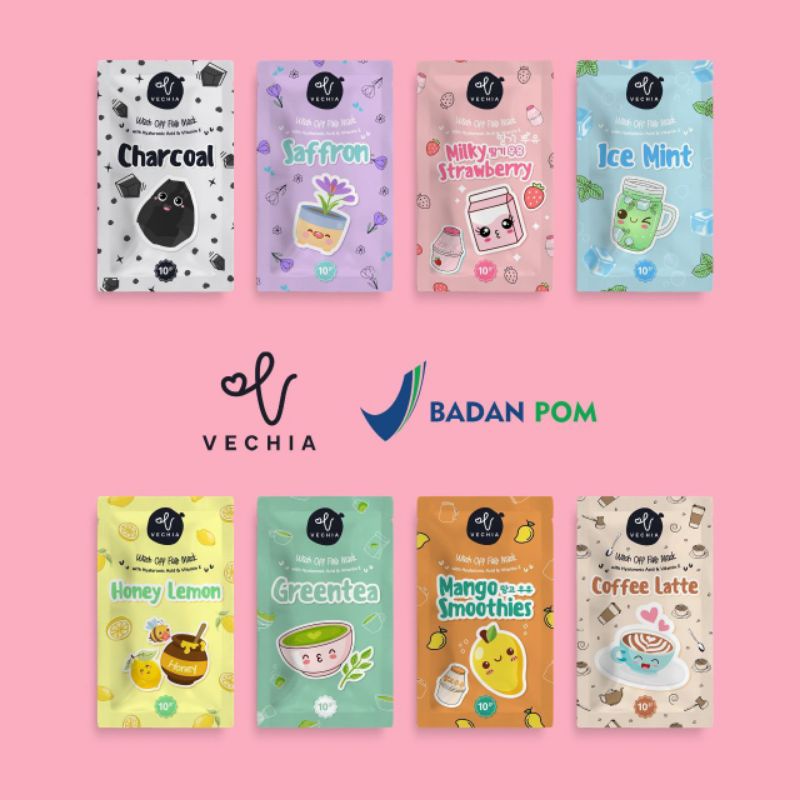 BPOM 10GR VECHIA WASH OFF MASK | Masker Wajah Organik vechia fleo