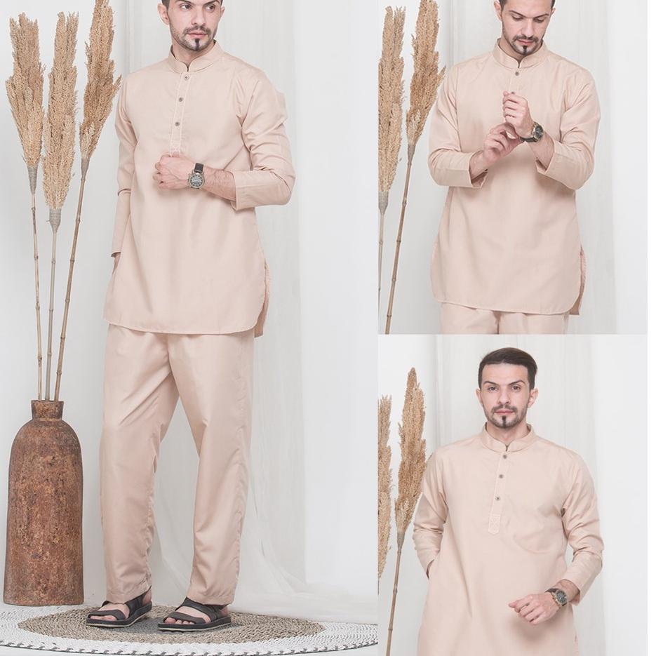 Stok terbatas.. Baju Koko Muslim 1 Set Setelan Atasan + Bawahan Celana Qurta Pakistan Lengan Panjang Pria Dewasa Kurta Distro Bandung Original