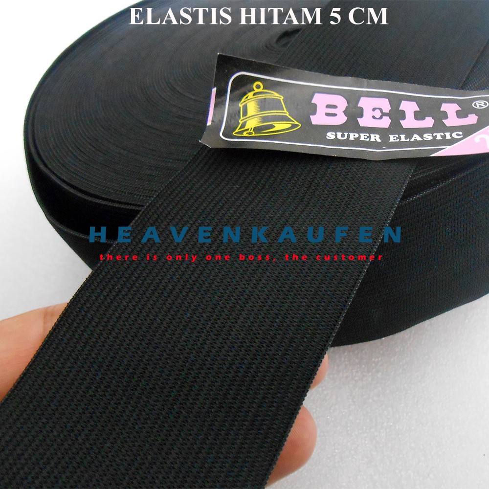 Karet Elastis / Elastic Lebar 5 cm Hitam Meteran