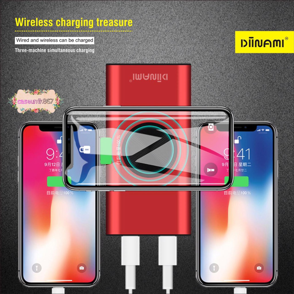 BM105 Powerbank diinami Y17W real 10000MAH + wireless charger power bank CS1140