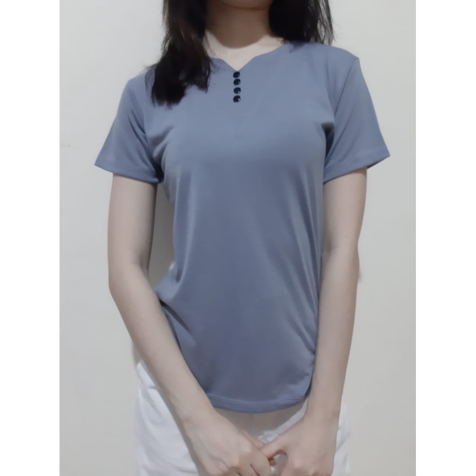 v-neck cewek kancing 4 variasi