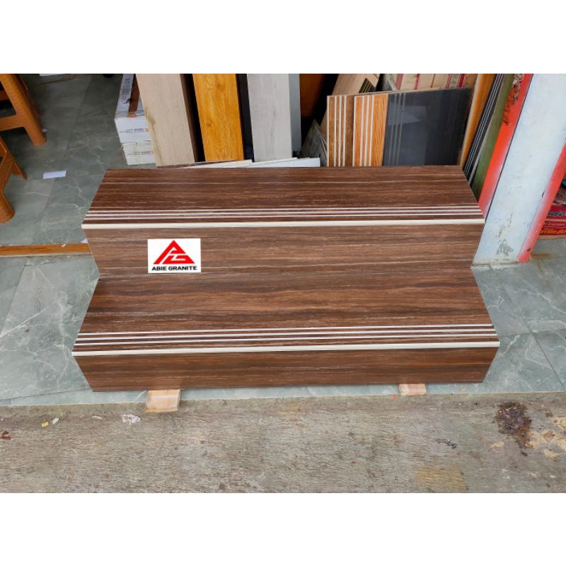 granit tangga motif kayu 30x100&20x100 1set Brown elmwood