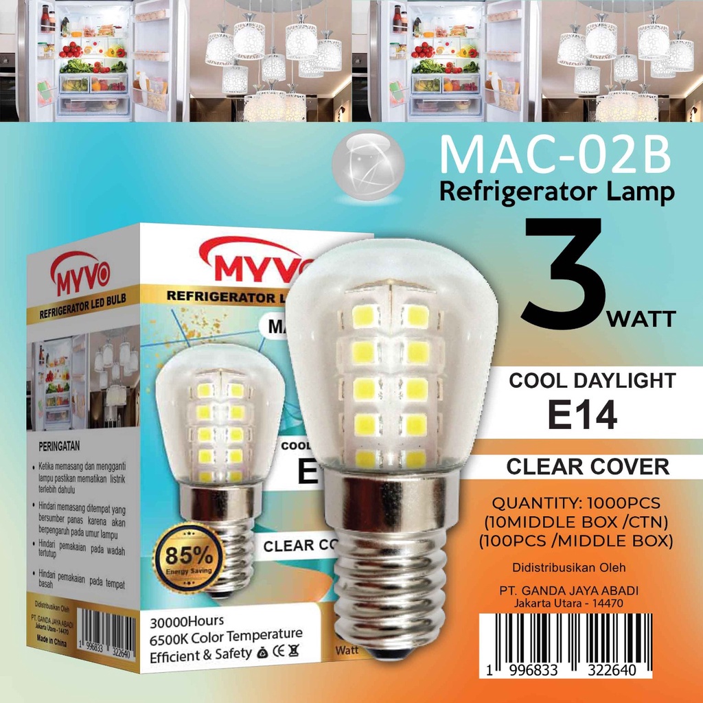 MYVO LAMPU LED KULKAS 3 WATT E14