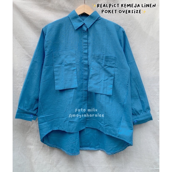 KEMEJA LINEN POKET OVERSIZE DENIM
