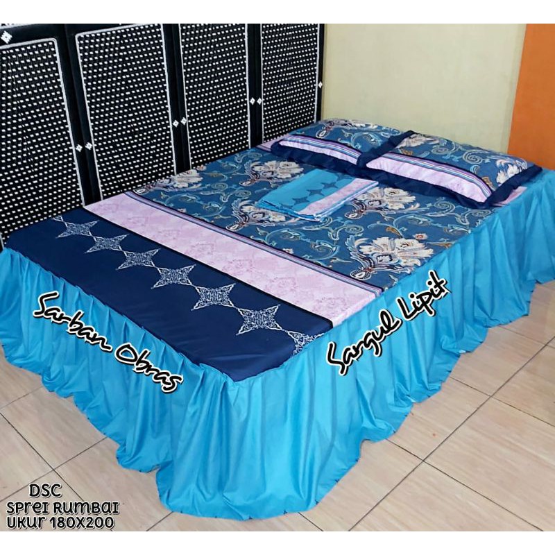 Sprei Rumbai Homemade Motif Batik Biru size 180*200 ataya sprei