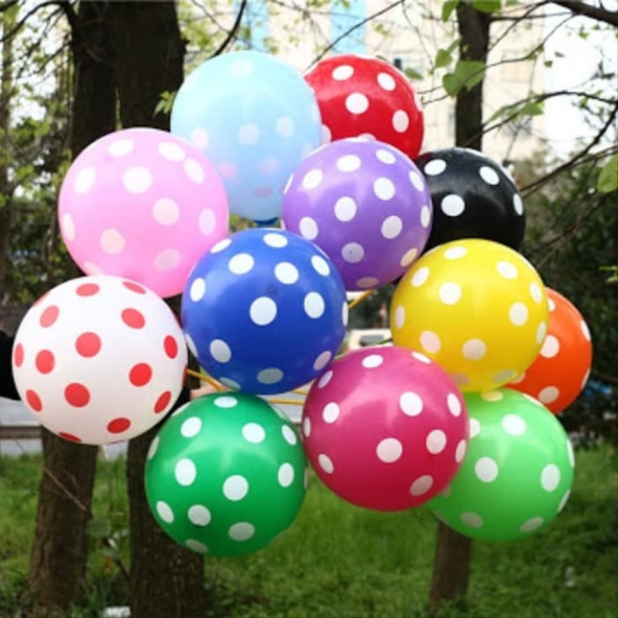 Balon Karet Latex Polkadot 12 inch Ballon Baloon Per 1Pcs Warna Random