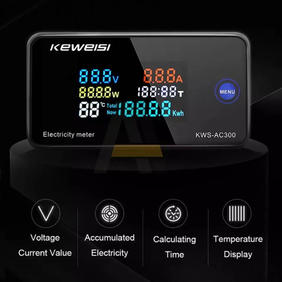 KWS AC300 6 in 1 Digital Watt Volt Ampere KWH Meter berwarna