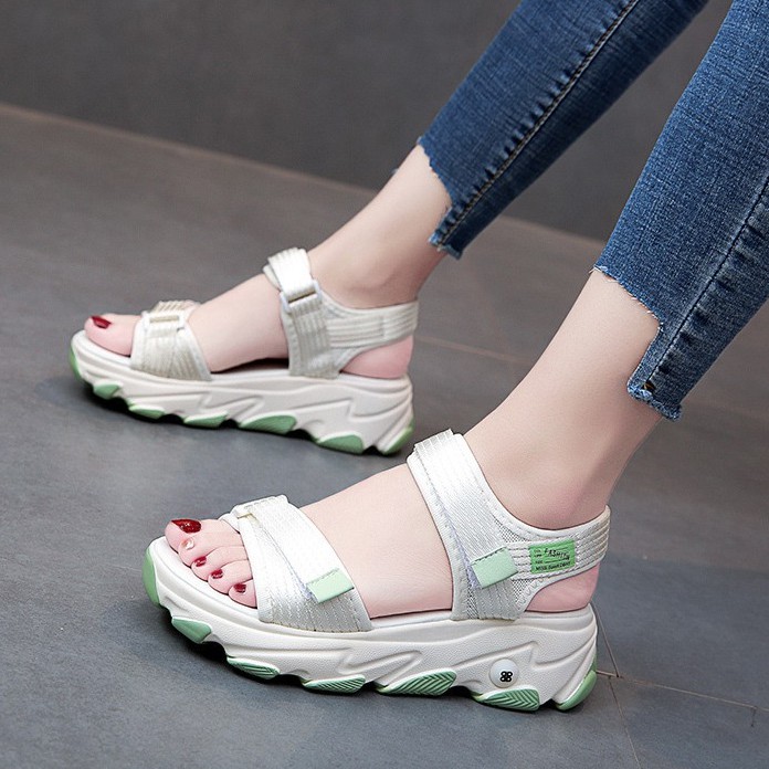 TBIG [COD] Sandal Tali Wanita Import HANQ POLOS Korea Style Santai Wanita Wedges