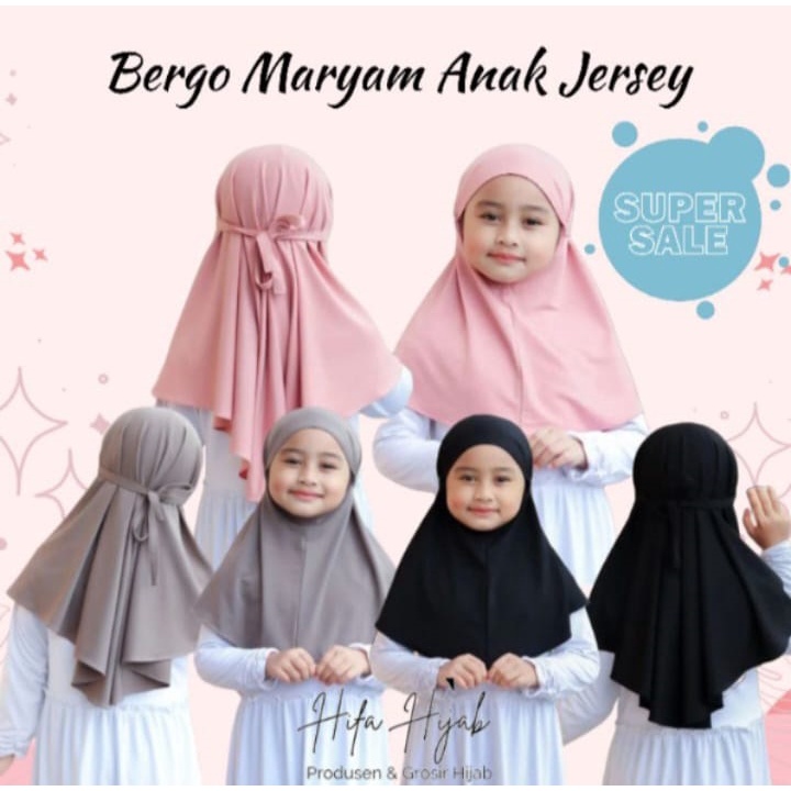 Jilbab Kerudung Bergo Maryam Anak Jersey Hijab Anak Bergo Balita Jersey Instan
