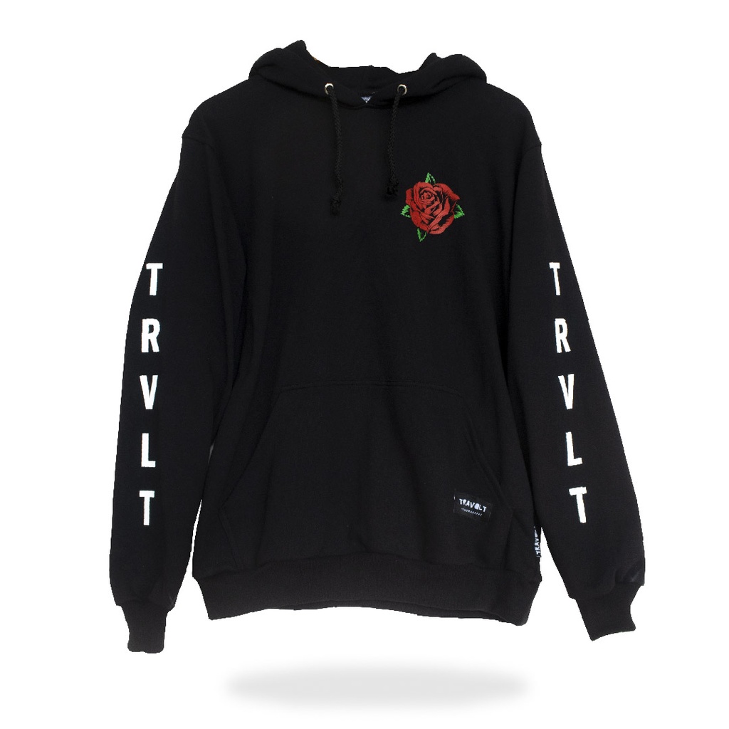 Hoodie - Rose - Black - Hitam - Sweater - Travolt