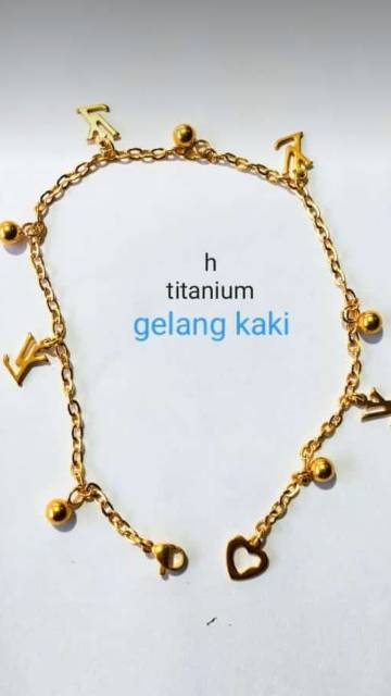 Gelang kaki titanium asli, awet, tidak luntur