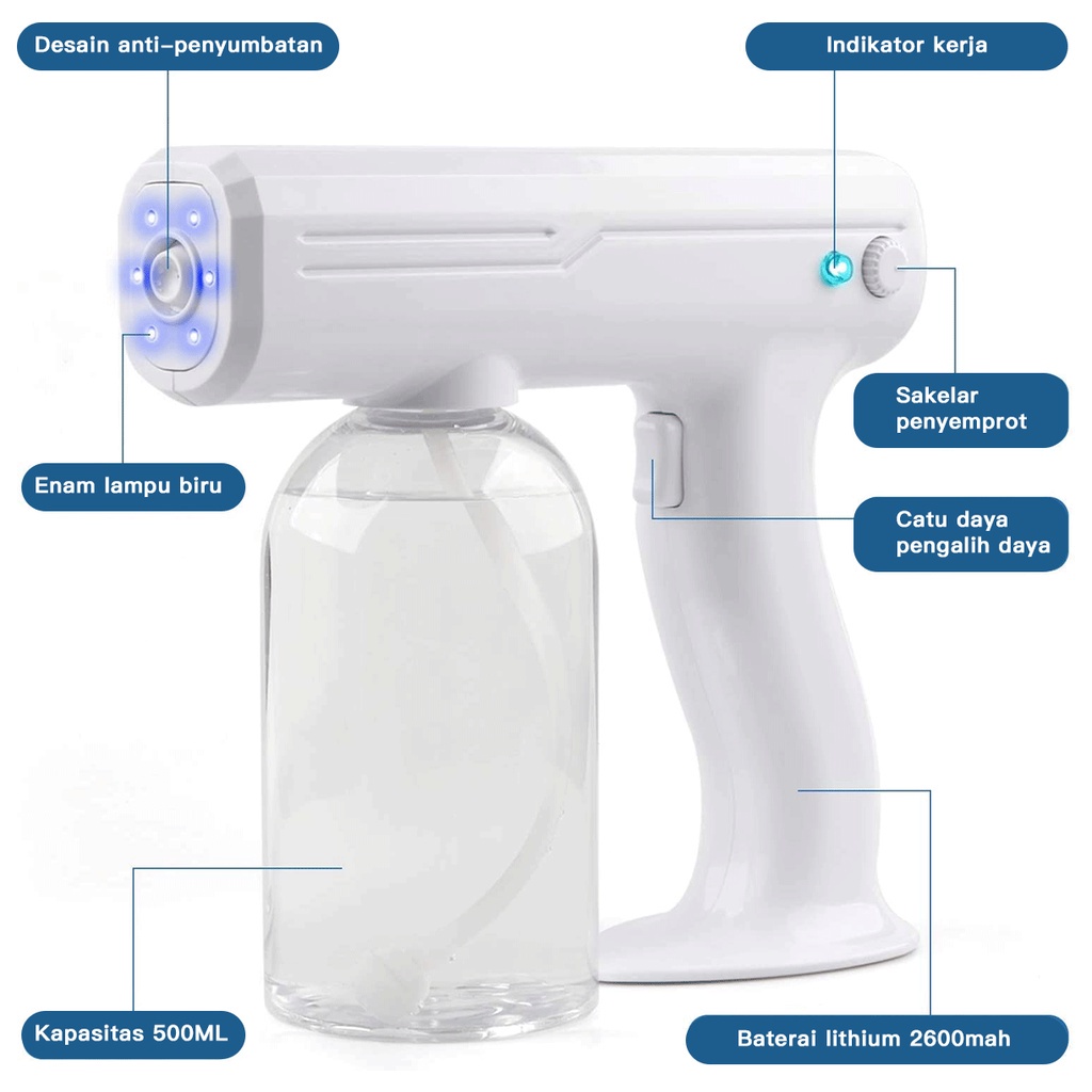 Nano Spray Gun Disinfectant Wireless 800 ml UV Sterilizer Gun