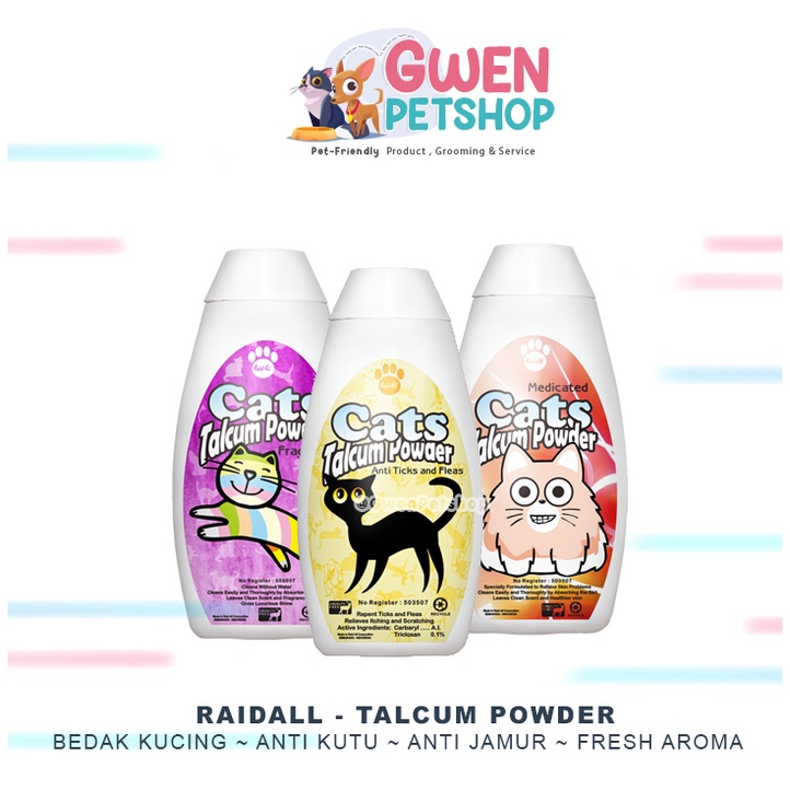 RAIDALL BEDAK KUCING  // BEDAK ANTI KUTU / ANTI JAMUR / BEDAK WANGI KUCING // TALCUM POWDER CAT