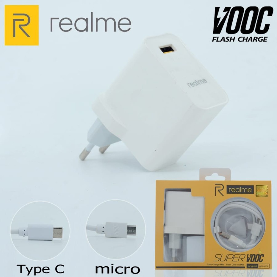 Charger Realme Original Fast Charging Tc Real 2.5A Super VOOC Type C And Micro USB