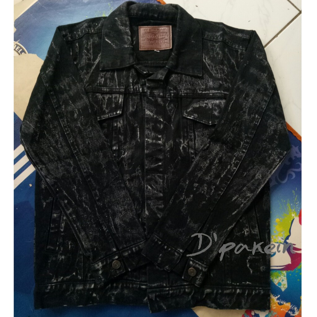 Jaket Jeans Pria Denim Black Sandwash