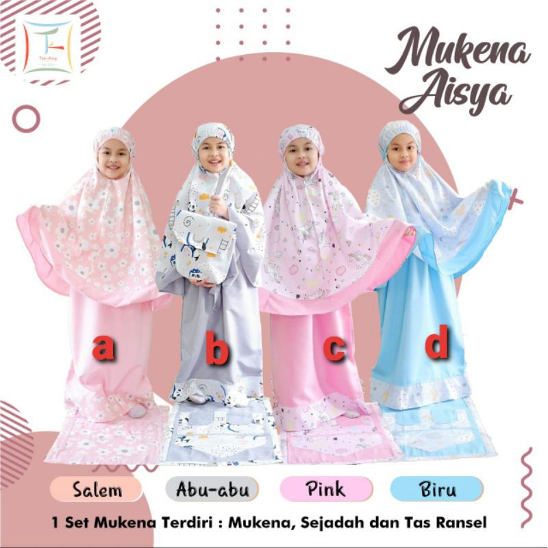 Set Mukena sajadah ransel anak aisyah motif
