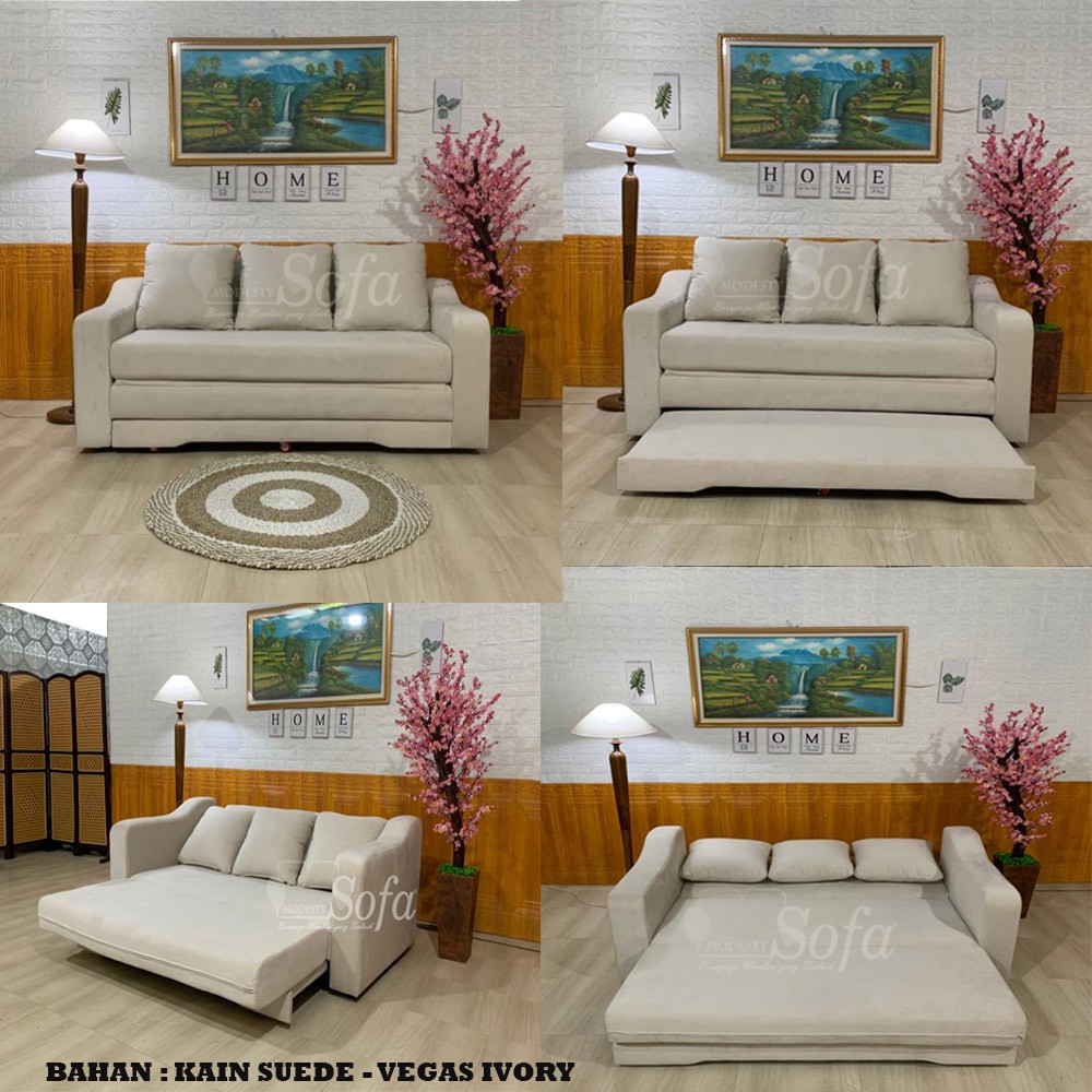 Sofa Bed Minimalis Lipat / Sofa Malas Promo / Sofa Ruang TV / SofaBed Tangan Amarist 180 CM Modesty