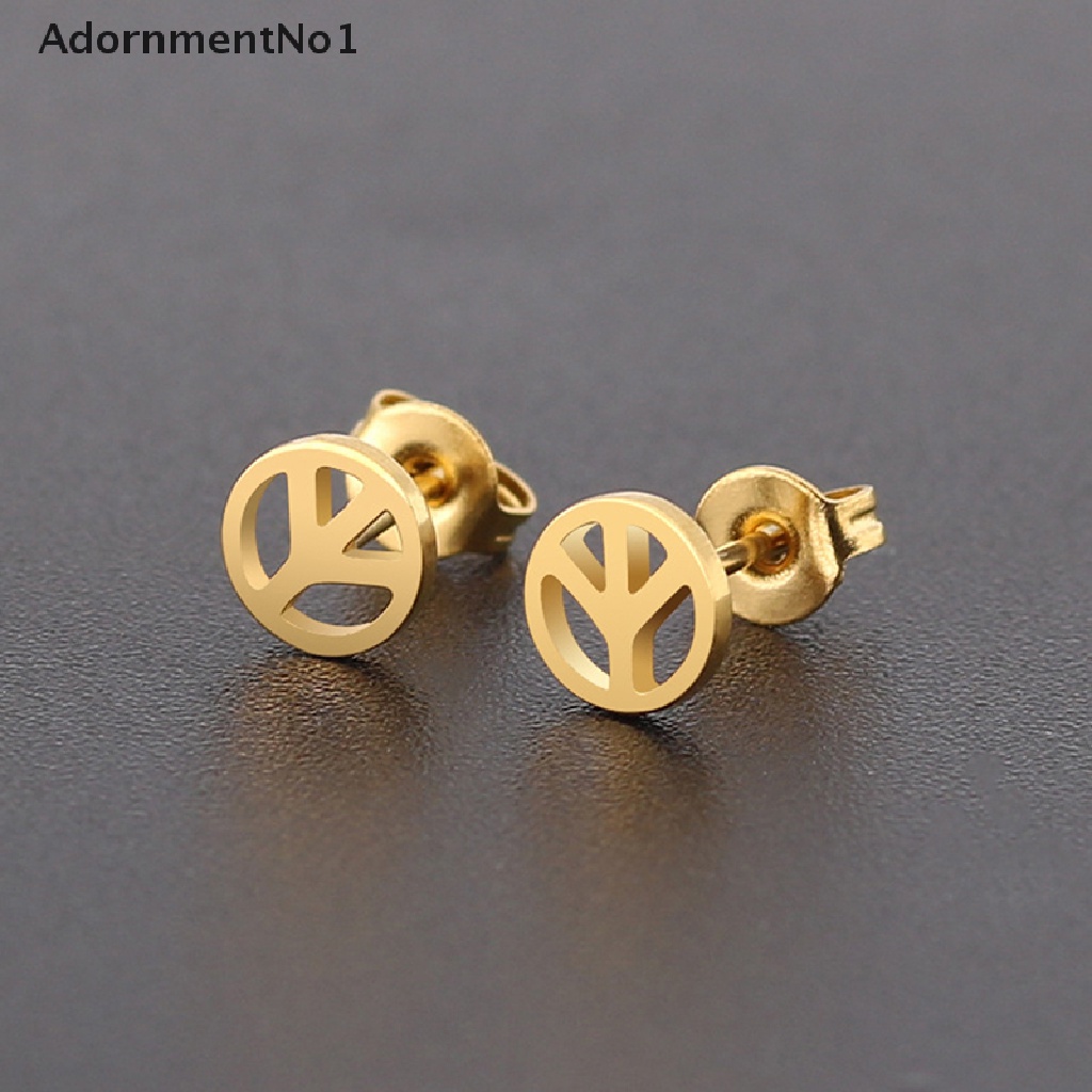 [AdornmentNo1] Simple Punk Peace Symbol Earrings Stainless steel Anti-war Jewelry for Women [new]