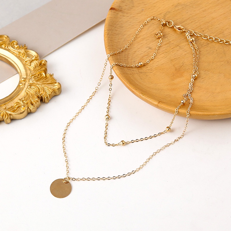 Fashion Alloy Coin Necklace for Women Korea Double Necklace