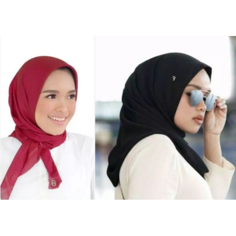 NEW Buttonscarves Twisted Instant  Black & Basic Voal Square in Lychee with Box, No Reject