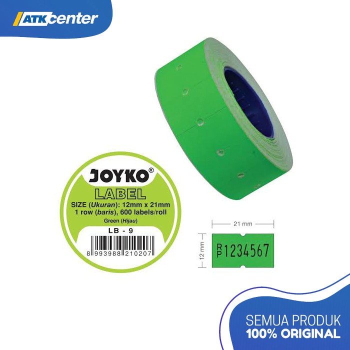 

Label Harga / Roll Label Joyko LB-9 (1 Baris - Fluorescent Green)