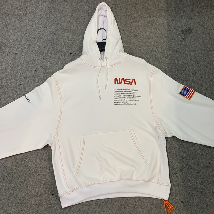 Unik Heron Preston NASA White Hoodie Berkualitas