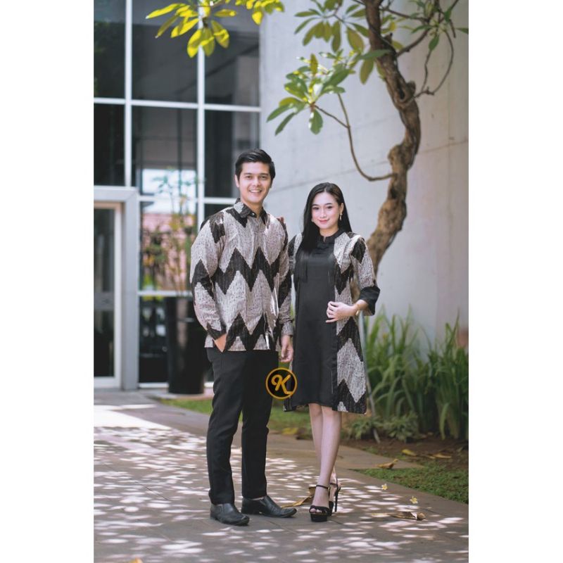 dress couple batik pasangan terbaru/baju couple modern/couple kondangan