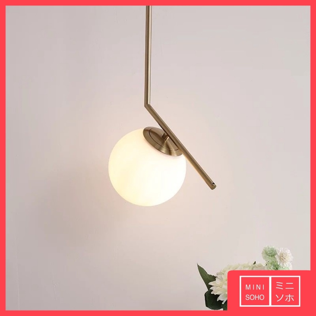 Lampu Gantung Hias Bola Kaca Minimalis Cantik Dan Modern Round Ball Pendant Ceiling Light Lamp