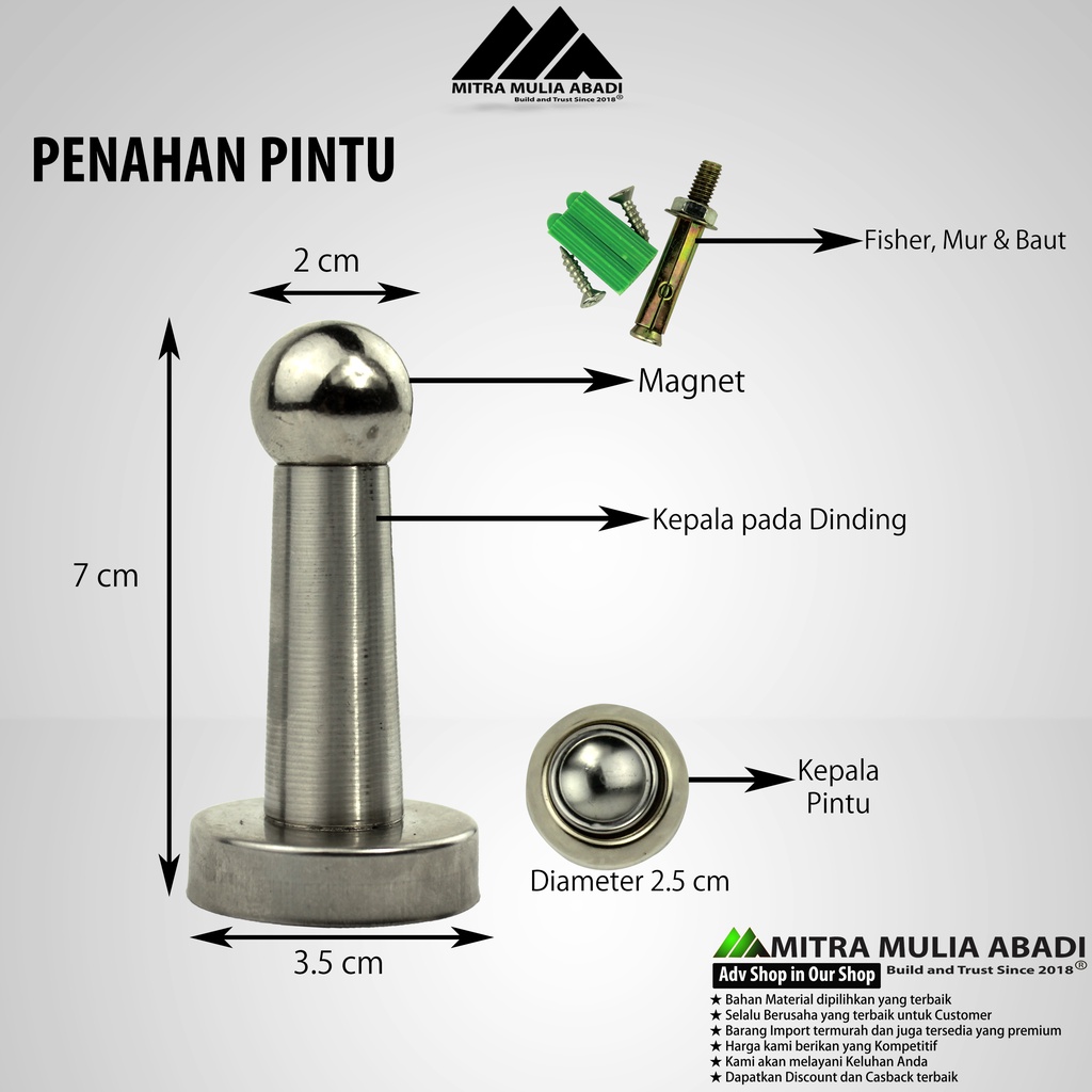 Door Stop Stainless l Magnet Penahan Pintu l Pengganjal Pintu