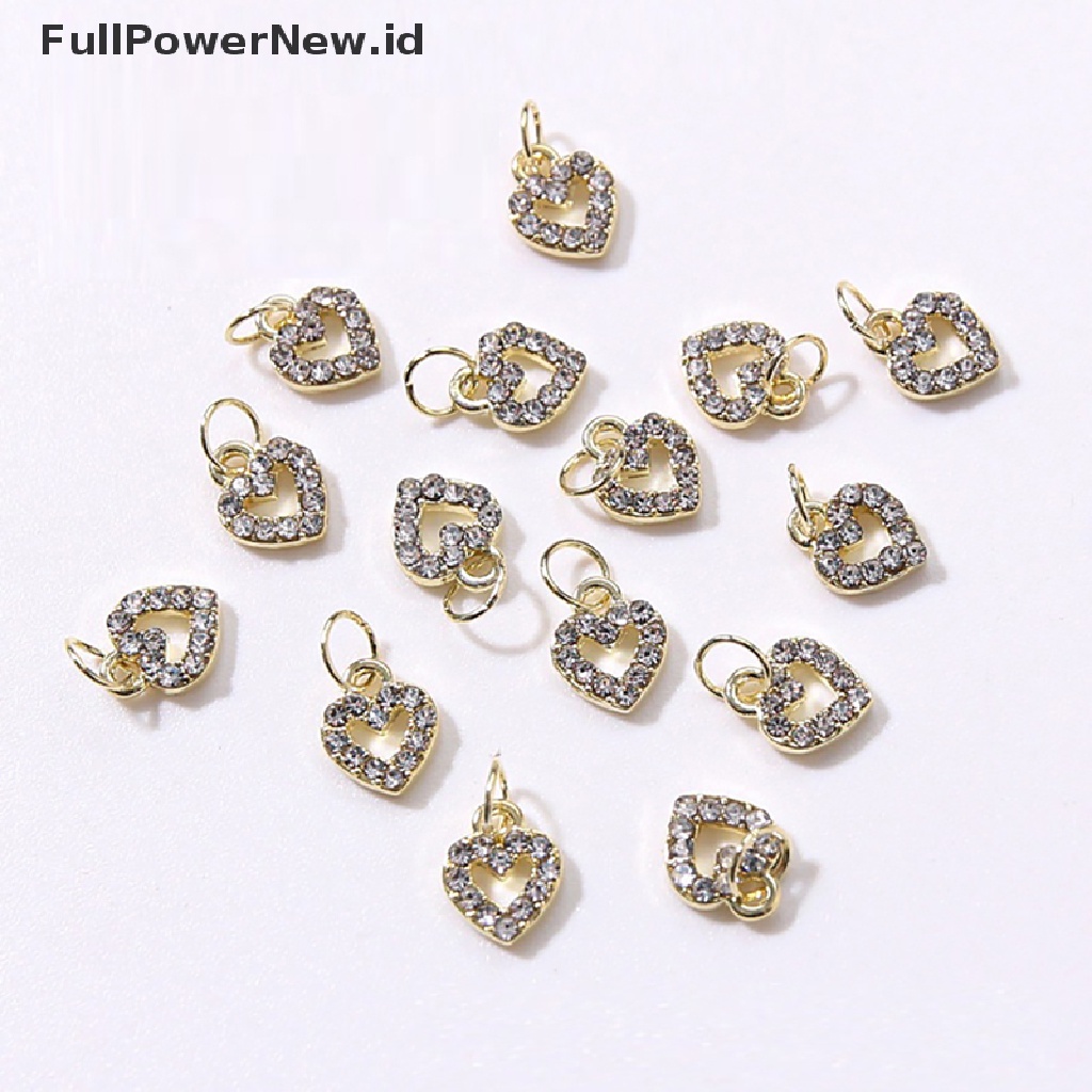 (Full) 10pcs / Set Hiasan Kuku 3D Bentuk Hati Aksen Glitter Bahan Alloy Untuk Aksesoris Nail Art / Manicure