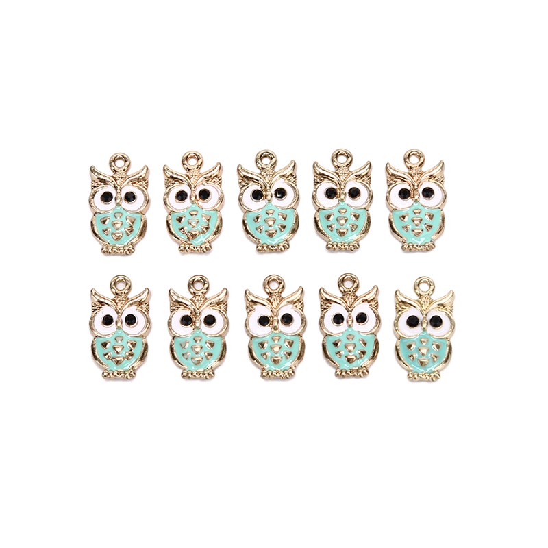 Hbid Glory 10Pcs / Lot Liontin Enamel Bentuk Burung Hantu Bahan Alloy Untuk Membuat Perhiasan DIY