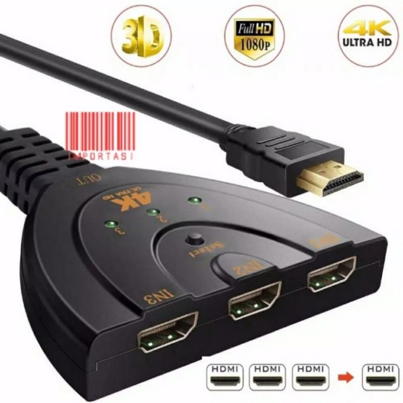 Hdmi switch hub / switcher 3 port / ( 3 Input 1 output ) 4k