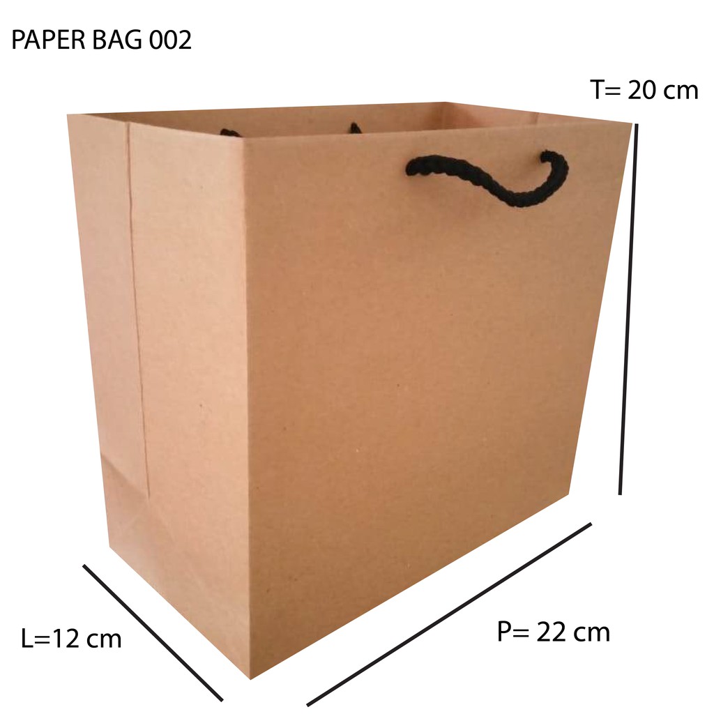 

Paper Bag Polos Custom Bahan Kertas Kraft Coklat Ukuran PLT 22x12x20 Bertali Hitam Berkualitas Bagus