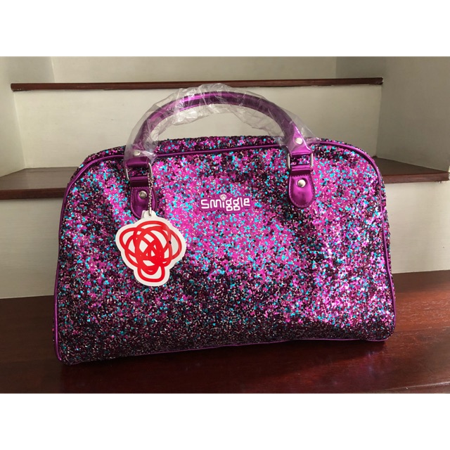 Smiggle sparkle weekender bag purple