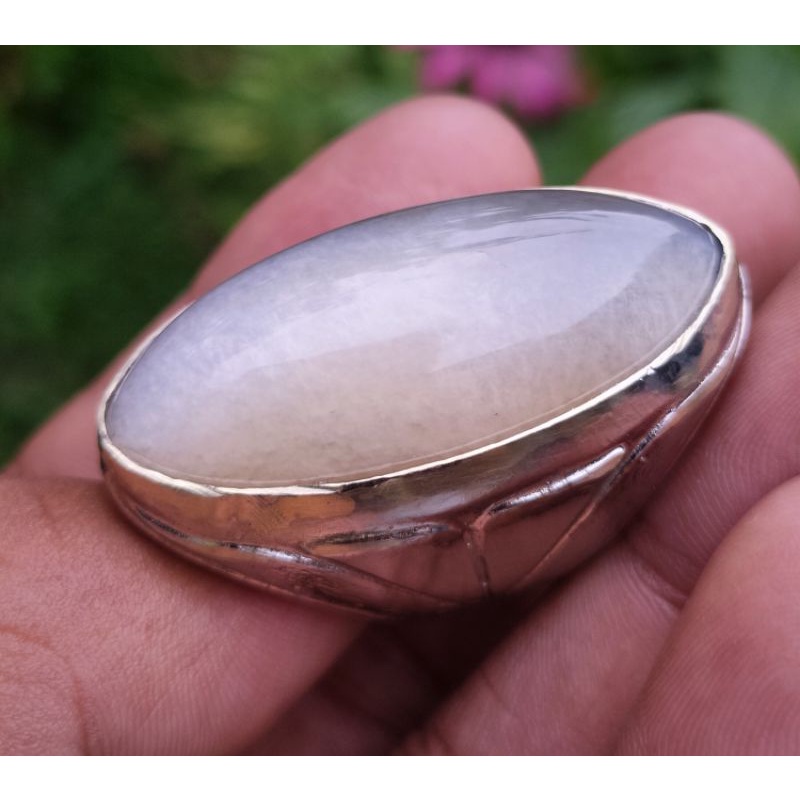 Cincin Batu Akik PANDAN KAPAS CHALSEDONY Asli batu alam bukan sintetis dyed bukan bacan safir phyrus