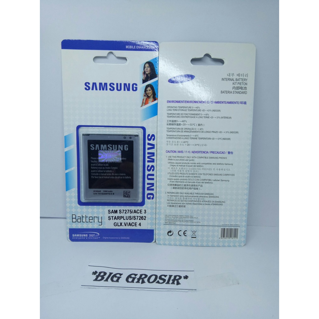 BATERAI - BATRAI - BATRE ORIGINAL SAMSUNG GALAXY V - ACE4 - G313HZ - STAR DUOS S7262 - B100AE (3pin)