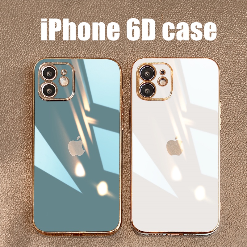 Soft Case Silikon Plating 6D Frame Kotak Untuk iPhone 11 12 Pro Max XR X XS 7 8 Plus SE 2020