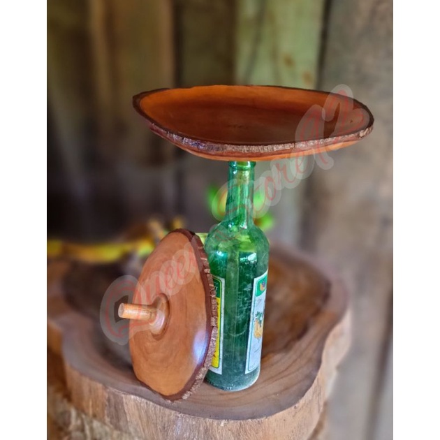 Piring Kayu Unik / Piring Hiasan / Piring Kayu Alas Botol