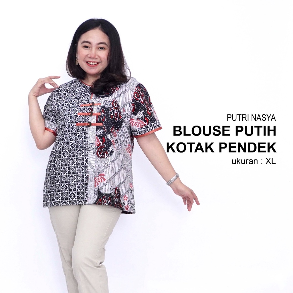 Blouse Big Size Wanita Atasan Batik Jumbo Kerja S-M-L-XL-XXL-3L-4L-5L Model Blus Jumbo Seragam Batik