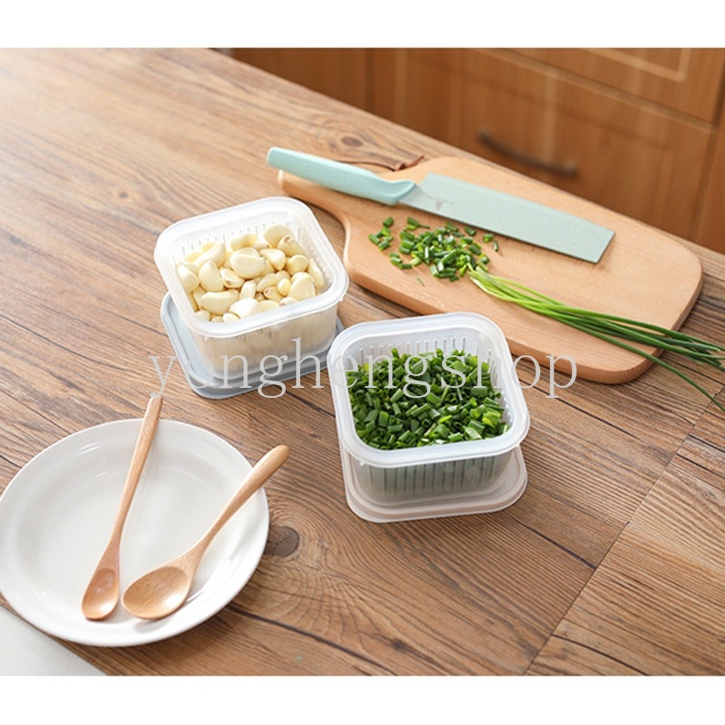 Kotak Penyimpanan Bawang / Jahe / Buah / Sayuran Dengan Penutup Untuk Kulkas Dapur