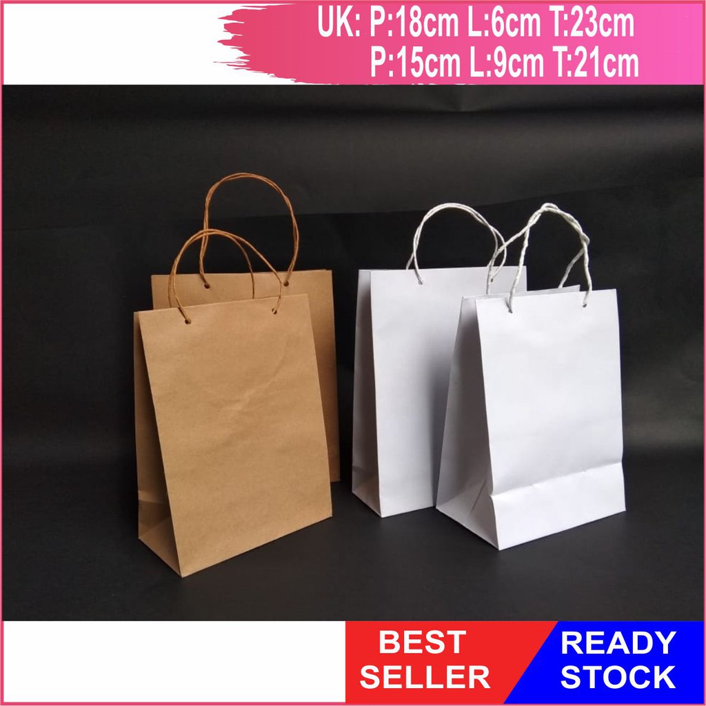 

10 pcs Paperbag Polos, Paperbag coklat, Paperbag Putih, Tas Kertas Polos, Paperbag Murah, Paperbag Mini