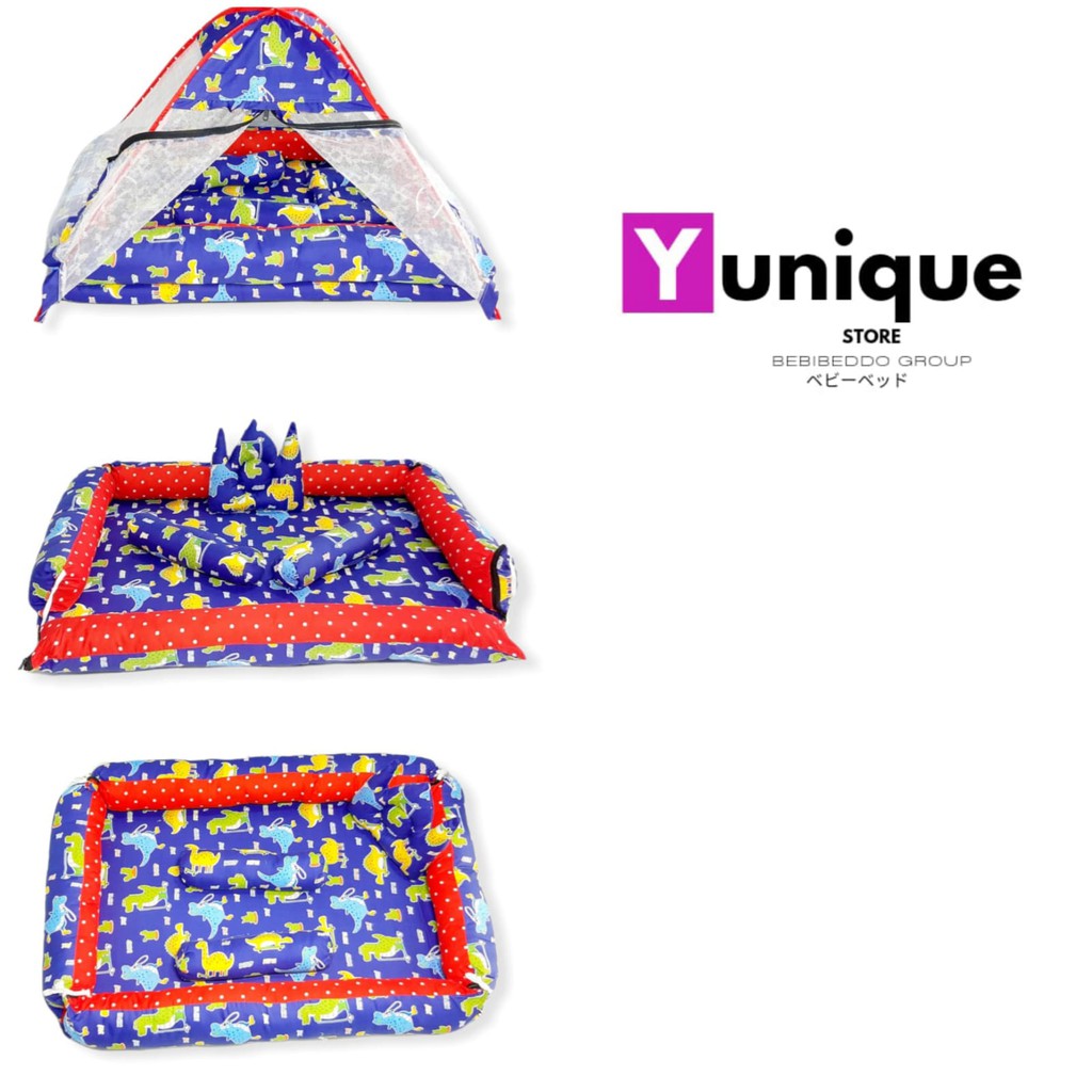BEST-SELLER Kasur Bayi Kelambu dan-Tenda Motif Archery x Polkadot-navy CBNK 029 PLUS NON FURING-Dino Navy
