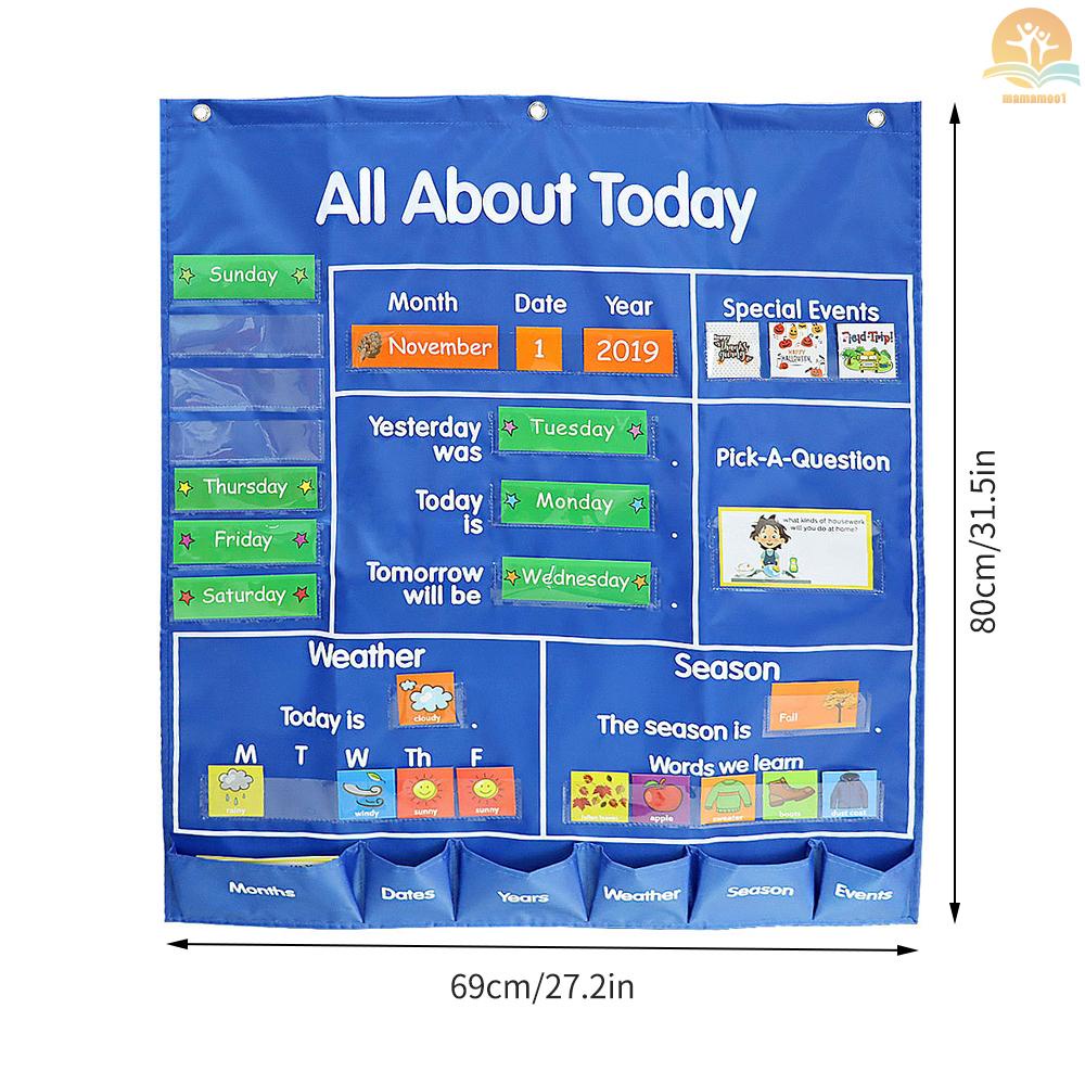 School Classroom Pocket Chart with Date Month Year Week Season Weather Event Cards Teacher Teaching Tool All about Today Activity Learning Resource