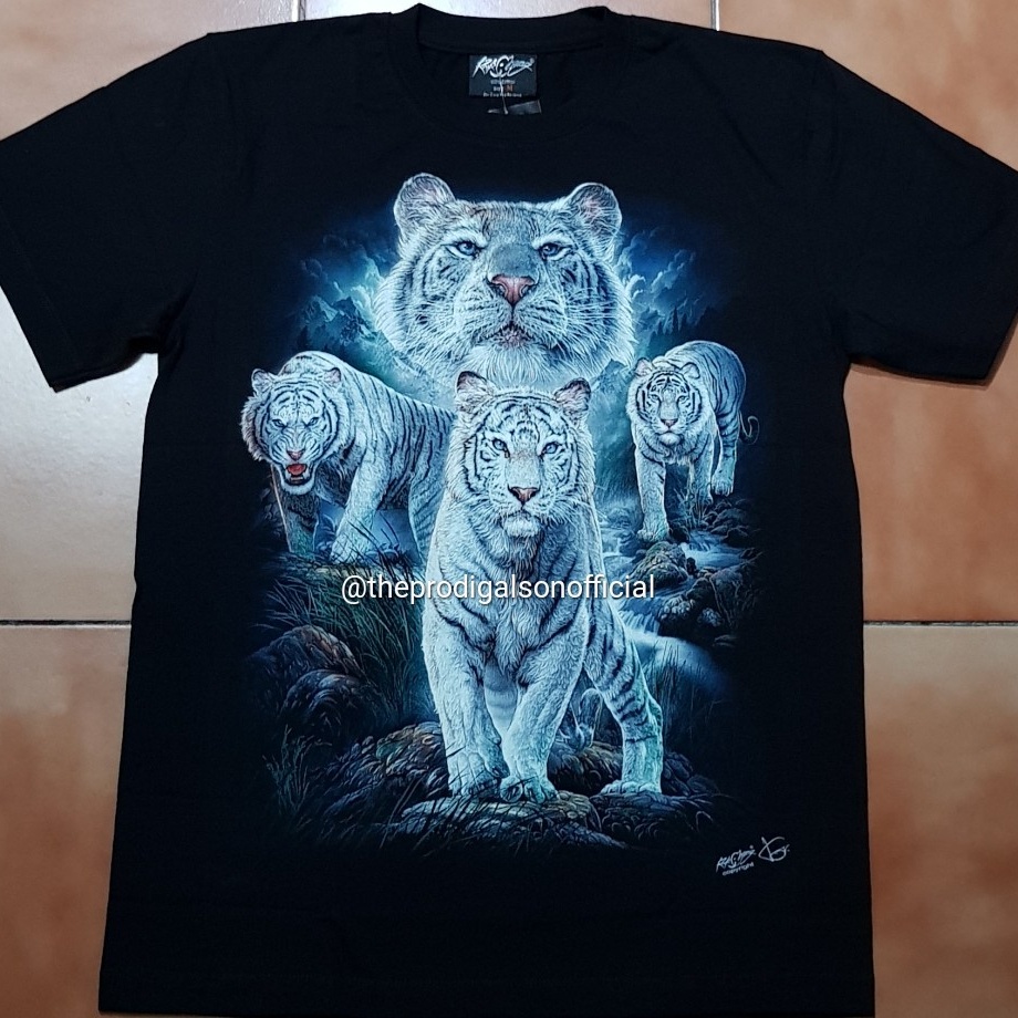 Kaos Rock Chang Import Size XL Harimau Putih Glow in The Dark