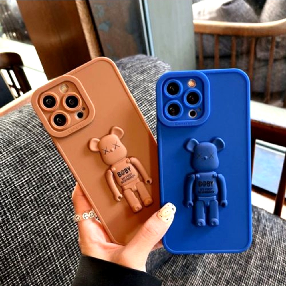 Case iPhone X XS XR Xs Max 11 11 Pro 11 Pro Max 12 12 Pro Max 13 13 Pro Max 2IN1 Case + Kaws Doll Cam 3D Softcase Liquid Pro Camera Protection Camera