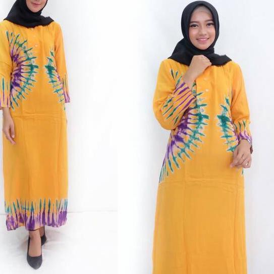 TG-402>> Daster Lengan Panjang Pekalongan Pelangi Daster Jumputan Tie Die Tie dye Busui Kancing Cewe